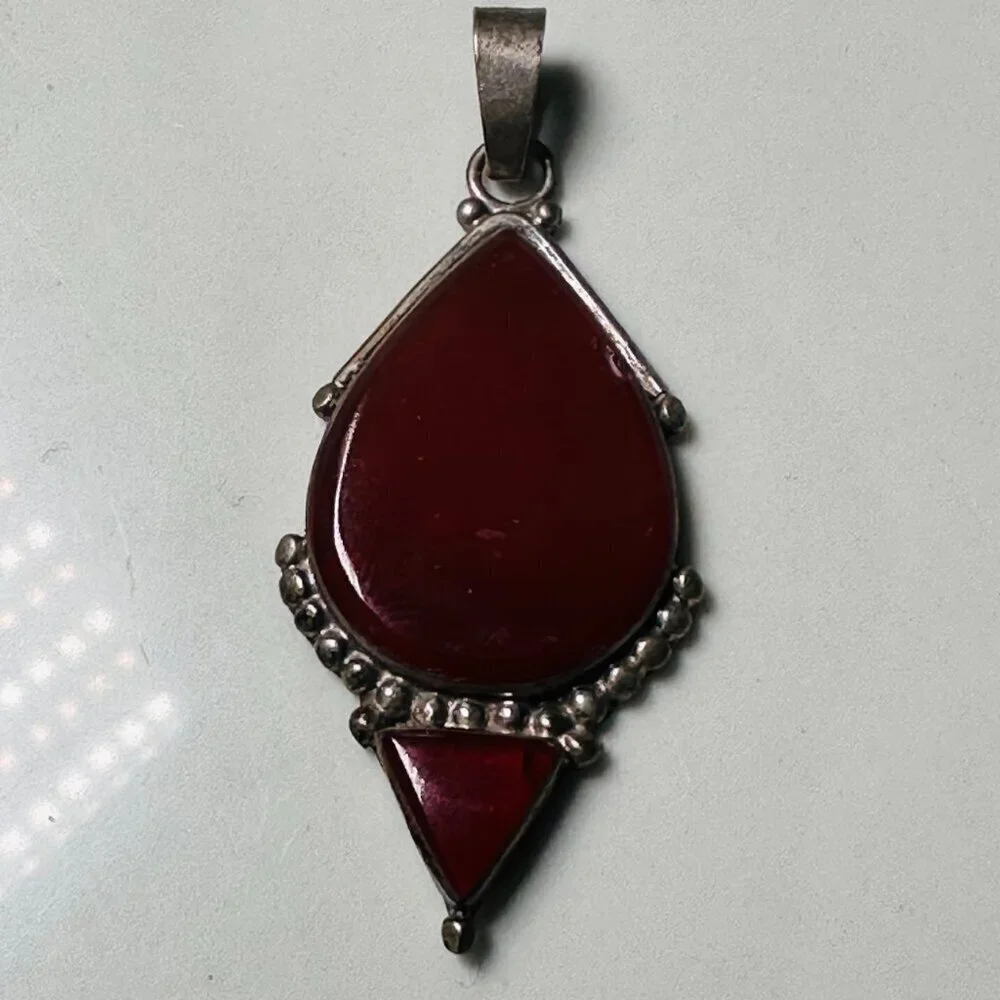 Two Lapis Lazuli Pendants - Plus Two Similar Stones Red and Green